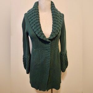 Old Navy Green Cottage Core Style Long Cardigan Sweater in Cozy Wool Blend Sz S